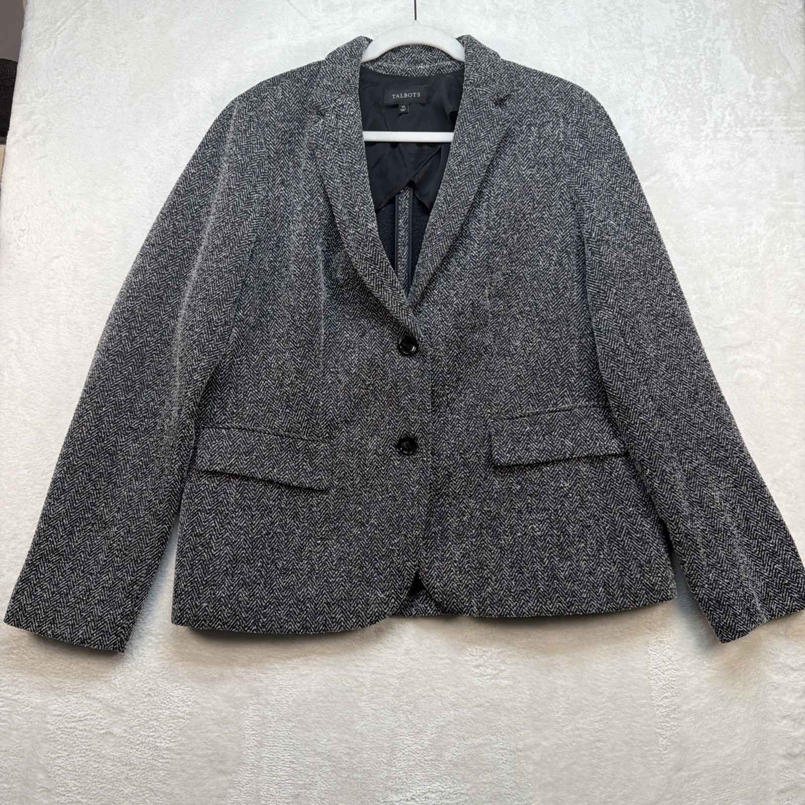 Talbots Women Gray Blazer Xl Career Office Classic Tailored Jacket